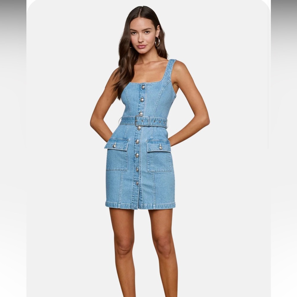 L'AGENCE Olivera denim belted dress size 2